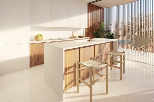 Cocina elgante con isla central